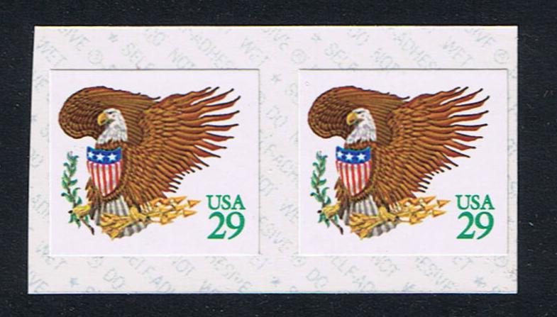 # 2596v (1992) Eagle, Green - Coil pr, MNH