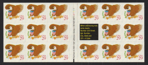 # 2597a (1992) Eagle, Red - BKLT, Bottom Reg Marks, Center Folded, MNH