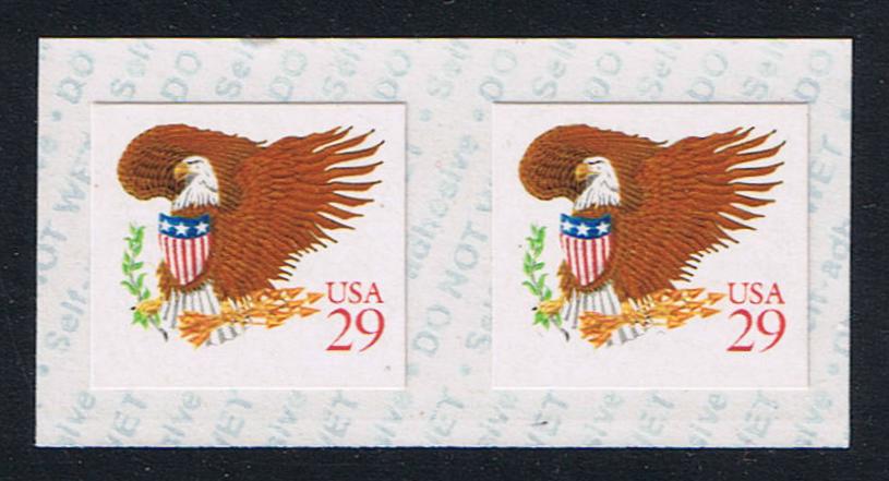 # 2597v (1992) Eagle, Red - Coil pr, MNH