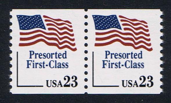# 2605 (1991) Flag, Presort First Class - Coil pr, MNH