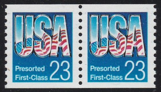 # 2606 (1992) Flag, Presort First Class - Coil pr, XF MNH