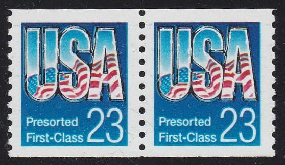 # 2606 (1992) Flag, Presort First Class - Coil pr, MNH
