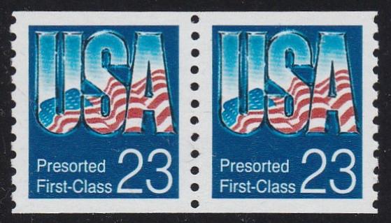 # 2607 (1992) Flag, Presort First Class, SG - Coil pr, XF MNH