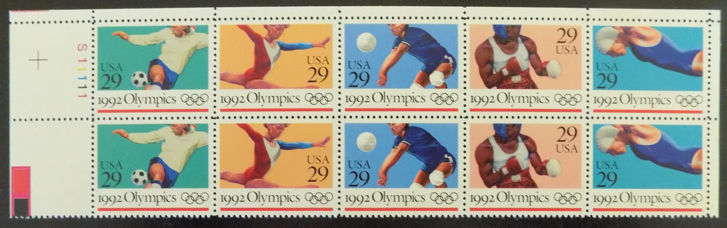 # 2637-41 (1992) Olympics - PB, UL #S11111, MNH