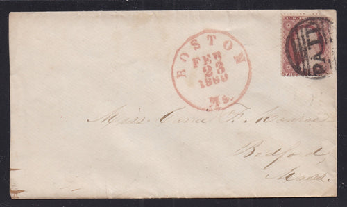 # 26 (1858) Washington, med orange red - Used on Cover