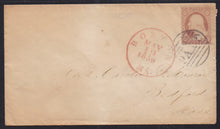 # 26 (1858) Washington, rose - Used on Cover