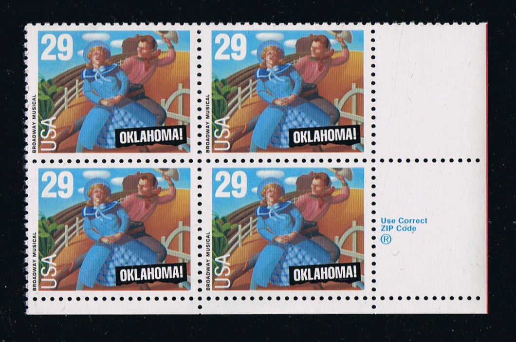 # 2722 (1993) Oklahoma - Zip BK/4, LR, MNH
