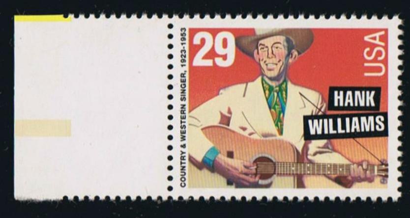 # 2723A (1993) Hank Williams, Perf 11 - Sgl, Left Margin, MNH