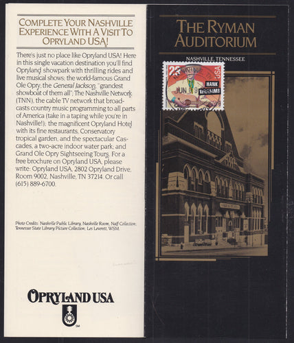 # 2723 (1993) Hank Williams, Perf 10 - FDC on Ryman Auditorium Flyer