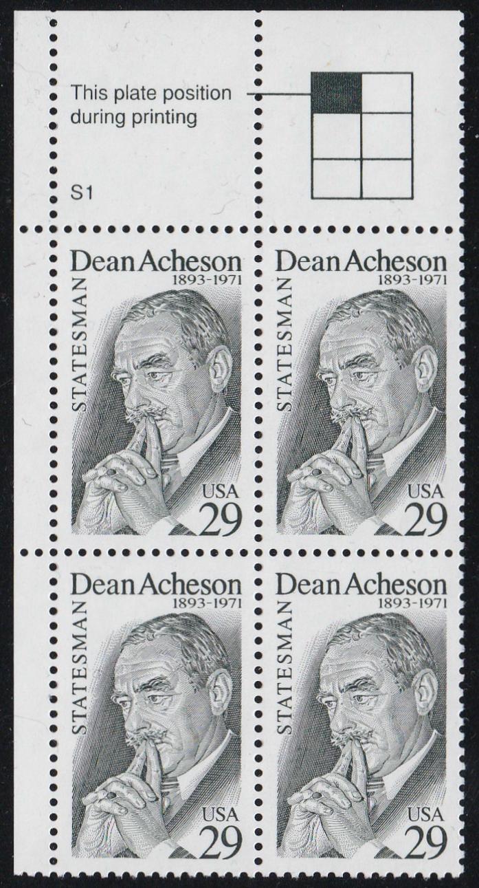 # 2755 (1993) Dean Acheson - PB, UL #S1, MNH