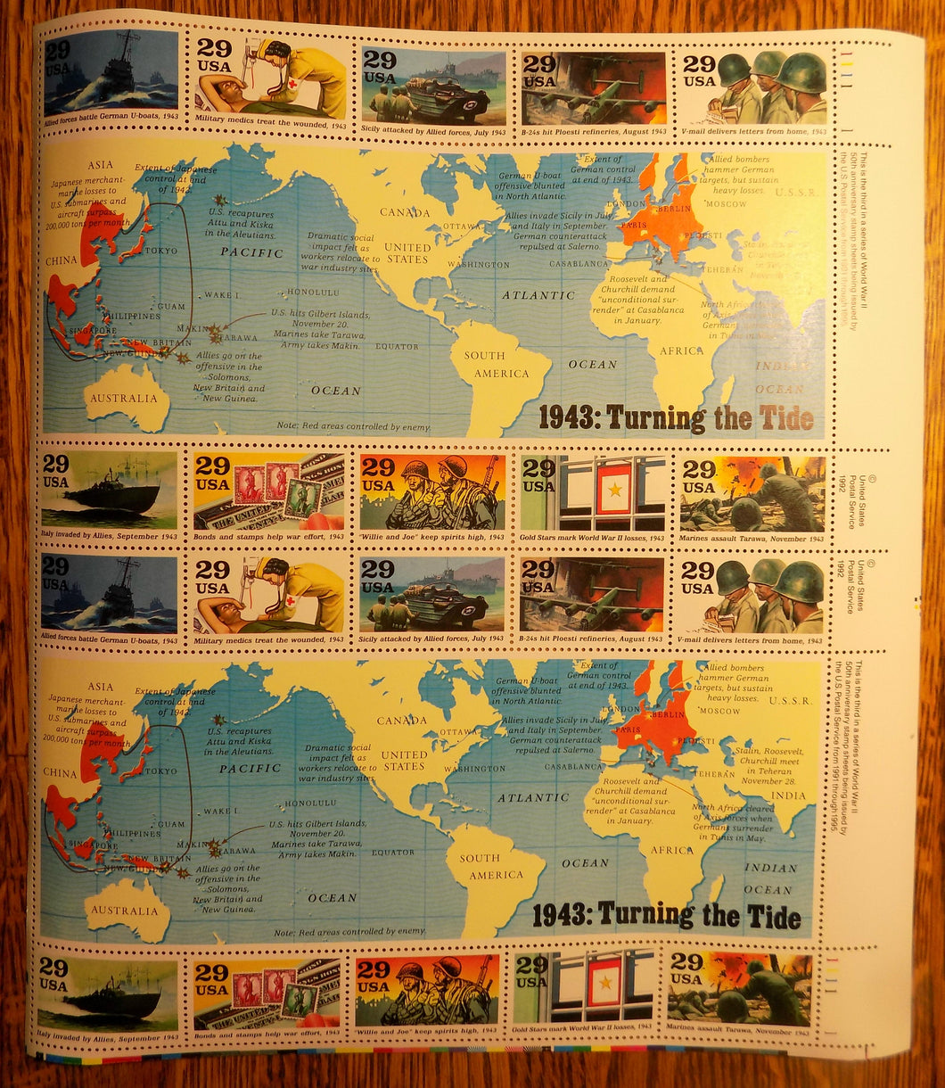 # 2765 (1993) WW II, 1943 - Pane, R #1111-1, MNH