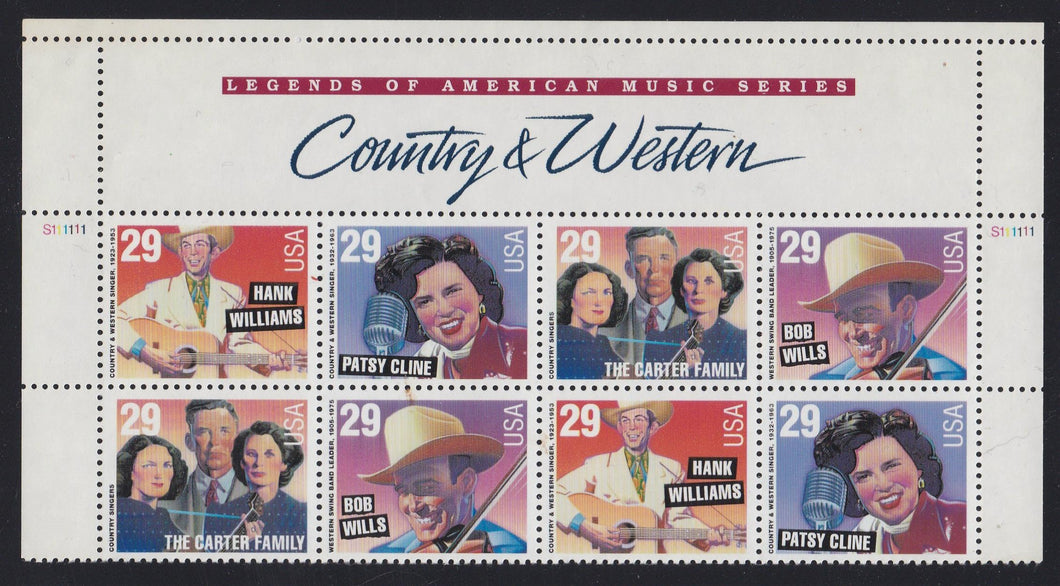 # 2771-74 (1993) Country & Western Singers - PB/8, Top #S111111, MNH