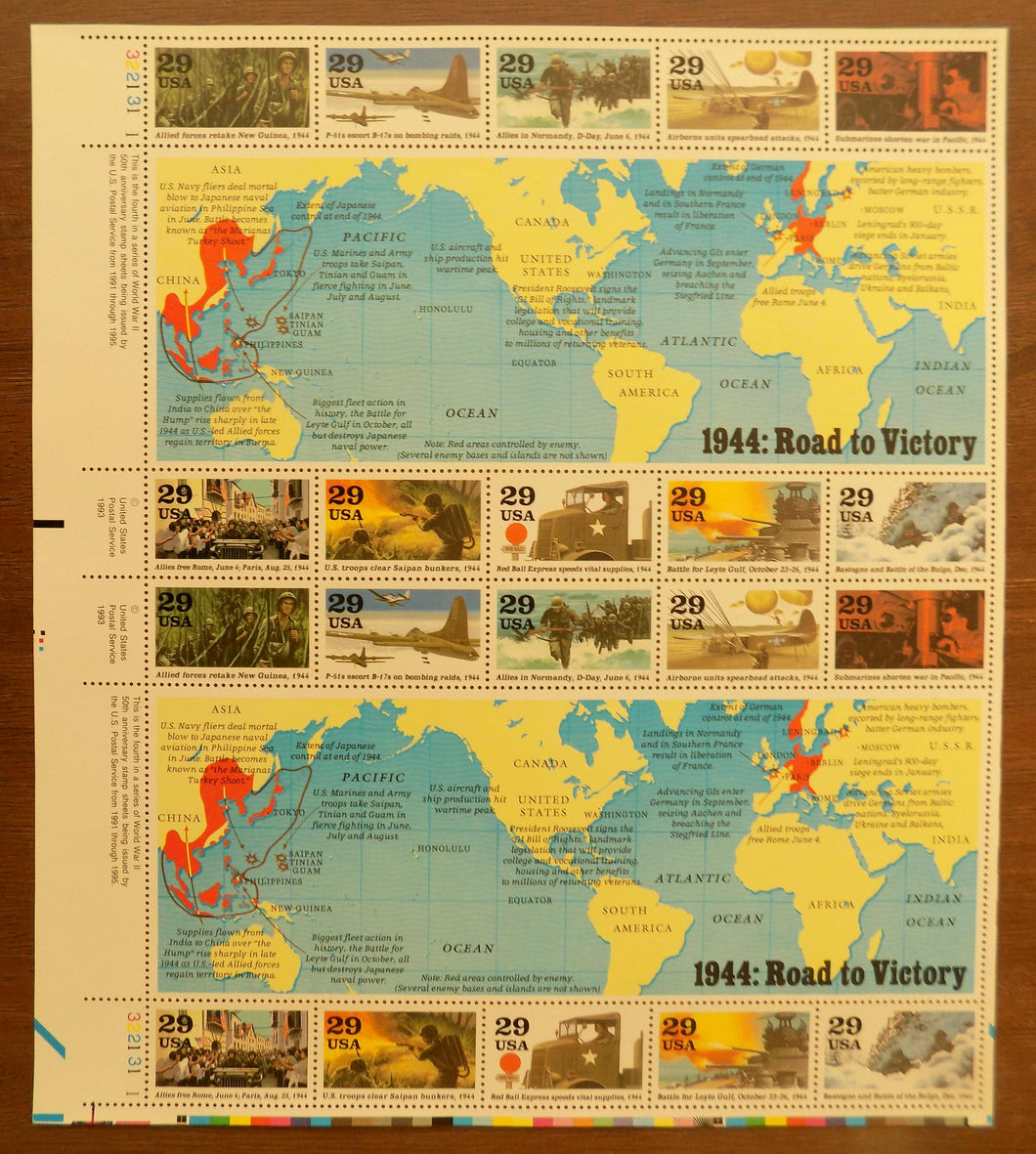 # 2838 (1994) WW II, 1944 - Pane, L #322131-1, MNH