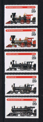 # 2843-47 (1994) Trains - Bklt sgls, Set/5, MNH