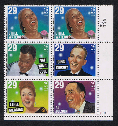 # 2849-53 (1994) Popular Singers - PB, LR #S111111, MNH