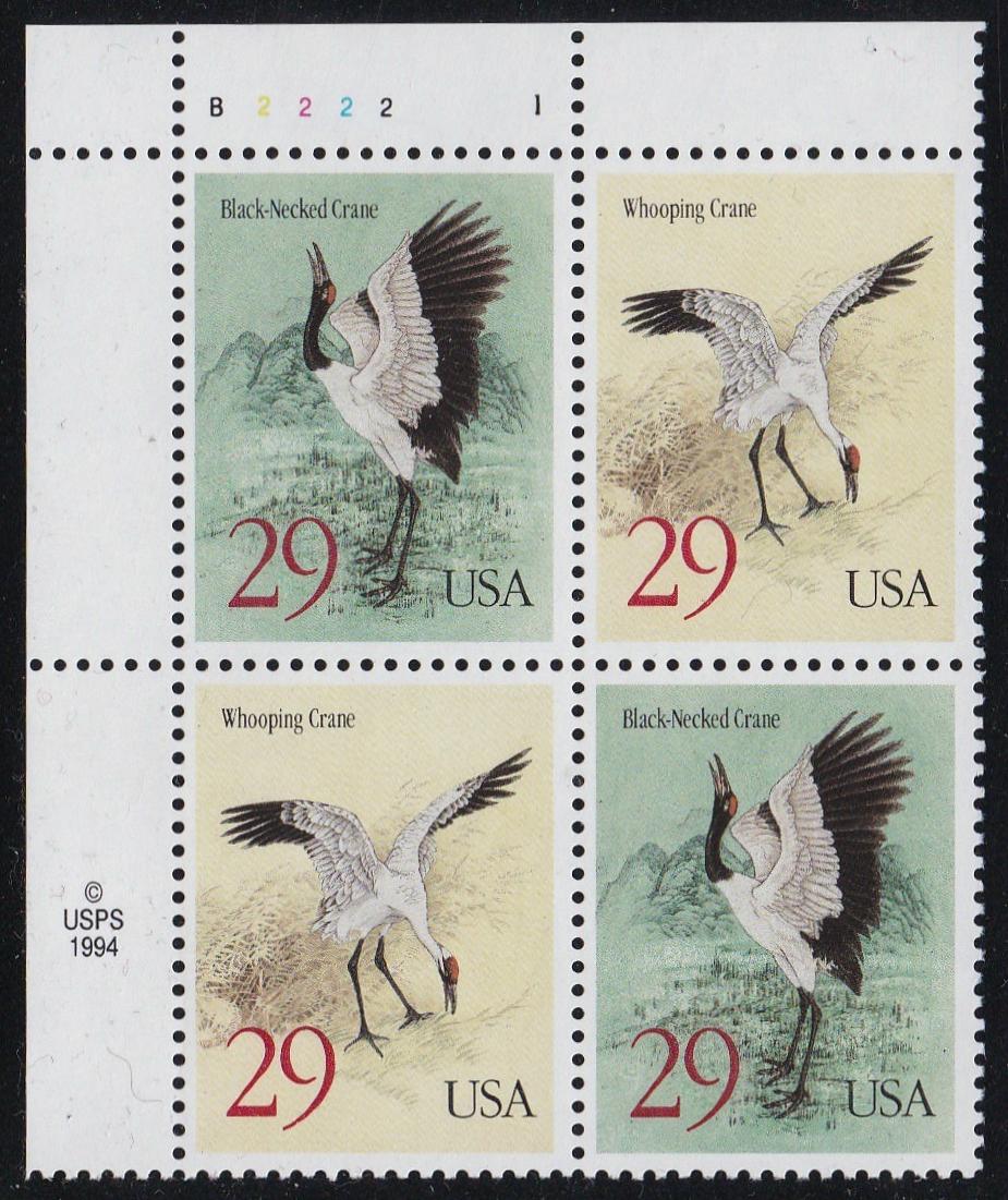 # 2867-68 (1994) Cranes - PB, UL #B2222-1, MNH