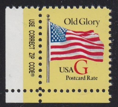#2880 (1994) Flag, Post Card Transition Rate, Red G - Zip sgl, LL, MNH