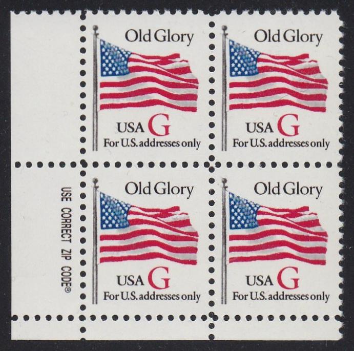 #2882 (1994) Flag, First Class Transition Rate, Red G - Zip BK/4, LL, MNH