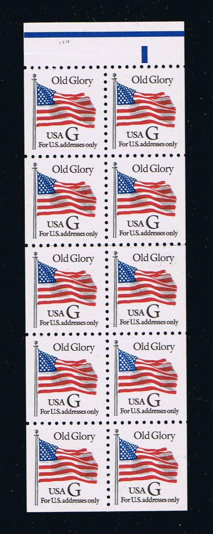 # 2883a (1994) Flag, 'G', Seventh Transition Rate, Black G, perf 10x9.9 - Bklt pane, #1111 MNH
