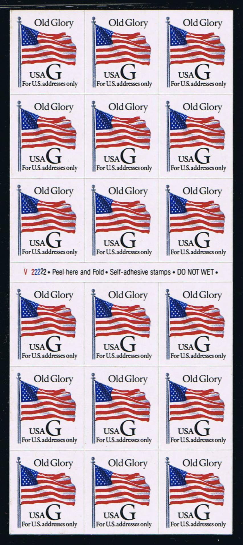 # 2886a (1994) Flag, 'G', Seventh Transition Rate, Type C - BKLT, #V22222, MNH