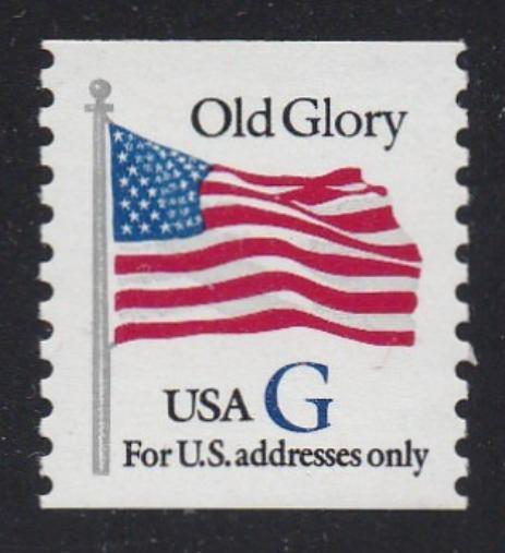 # 2890 (1994) Flag,, Blue 'G' 7th Transition Rate, White Bkgrd - Coil sgl, MNH