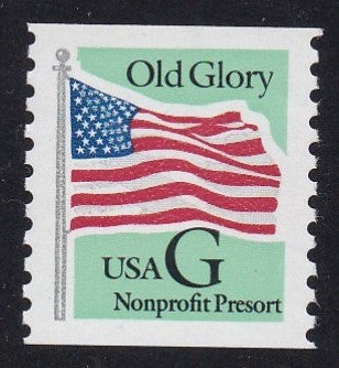 # 2893 (1995) Flag, Non-Profit Transition Rate, Black G, Green Bkgrd - Coil sgl, XF MNH