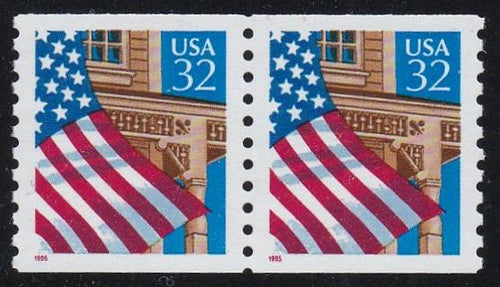 # 2913 (1995) Flag over Porch, LGG - Coil pr, XF MNH