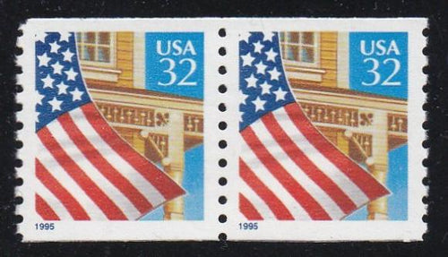 # 2914 (1995) Flag over Porch, LGG - Coil pr, XF MNH