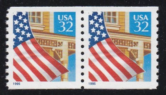 # 2914 (1995) Flag over Porch, LGG - Coil pr, XF MNH
