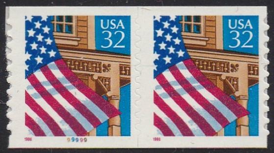 # 2915A (1996) Flag over Porch - PS/2, plt #99999, 10/10, MNH