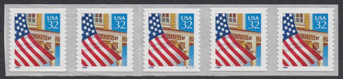 # 2915B (1996) Flag Over Porch - PS/5, #S11111, XF MNH, crease