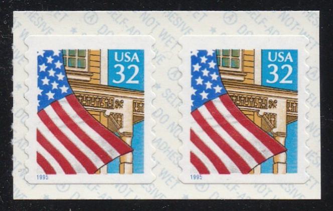 # 2915 (1995) Flag over Porch - Coil pr, XF MNH