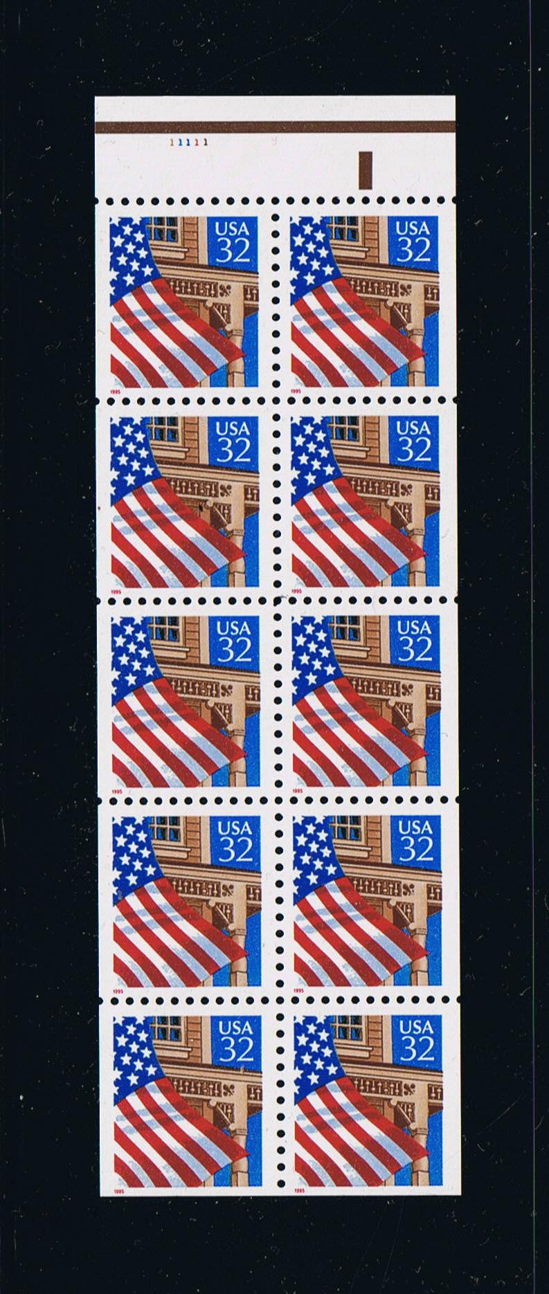 # 2916a (1995) Flag Over Porch, NF - Bklt pane, #11111, MNH