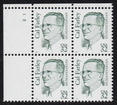 # 2934 (1996) Farley, Green, SSP tag, LGG, perf 11.2 - PB, UL #B1, MNH
