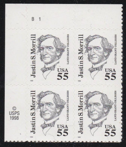 # 2941 (1999) Morrill, Black, SP tag, SAG, die cut 11.7x11.5 - PB, UL #B1, XF MNH