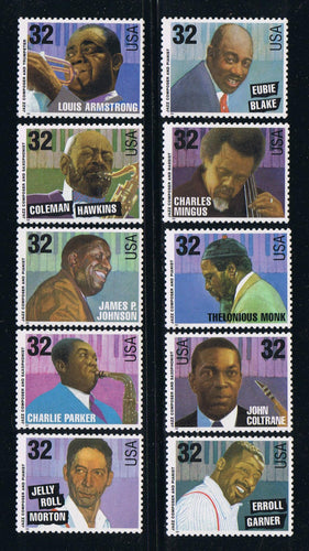 # 2983-92 (1995) JAZZ - Sgls, Set/10, MNH