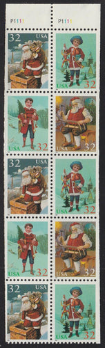 # 3007b (1995) Holiday Greetings, Type A - Bklt pane, #P1111, MNH