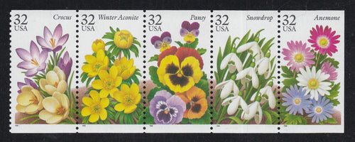 # 3029a (1996) Winter Garden Flowers, NF - Bklt pane, No Tab, MNH