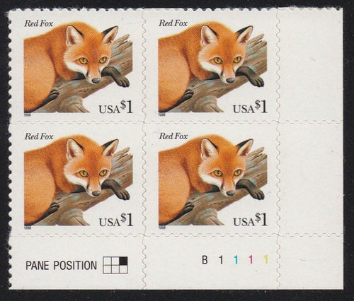 # 3036 (1998) Red Fox, 11.5 x 11.25 - PB, LR #B1111, MNH