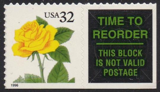 # 3049 (1996) Yellow Rose - Bklt sgl with Label, MNH