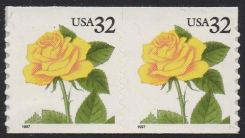 # 3054 (1997) Yellow Rose - Coil pr, MNH