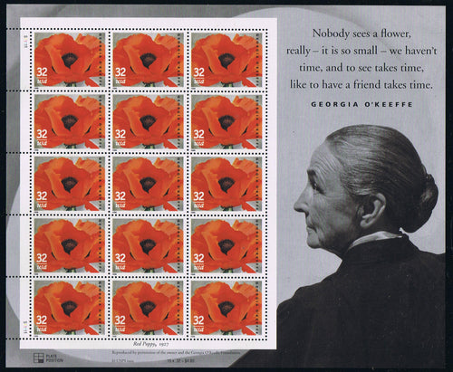 # 3069 (1996) Georgia O'Keeffe, Flower - Pane, MNH