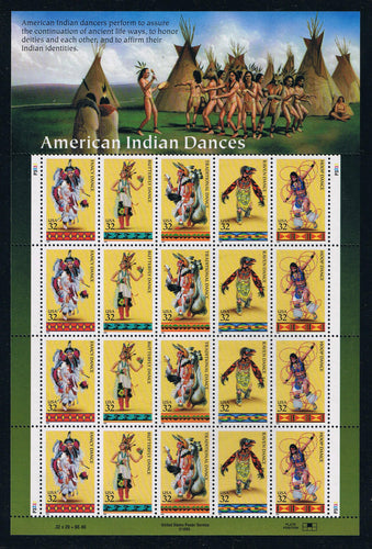 # 3072-76 (1996) Indian Dances - Pane, #P1111, MNH