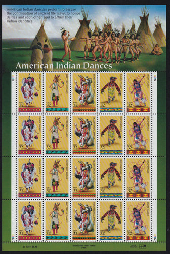 # 3072-76 (1996) Indian Dances - Pane, #P2222