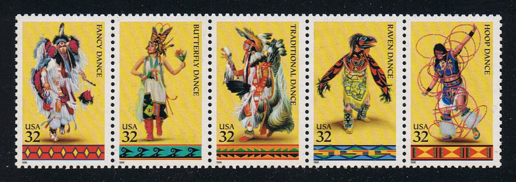 # 3072-76 (1996) American Indian Dance - Strip/5, MNH