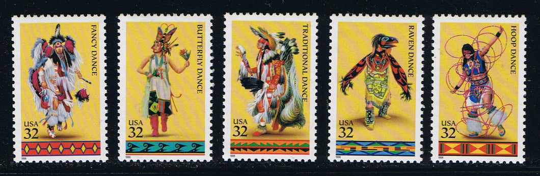 # 3072-76 (1996) American Indian Dance - Sgls, Set/5, MNH