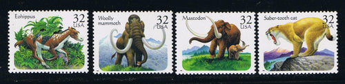 # 3077-80 (1996) Prehistoric Animals - Sgls, Set/4, MNH