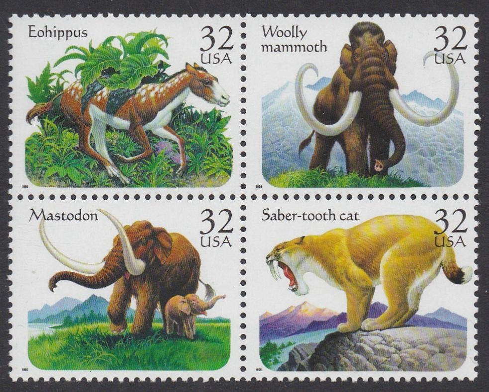 # 3077-80 (1996) Prehistoric Animals - BK/4, MNH