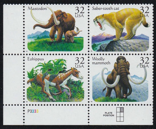 # 3077-80 (1996) Prehistoric Animals - PB, LL #P3333, MNH