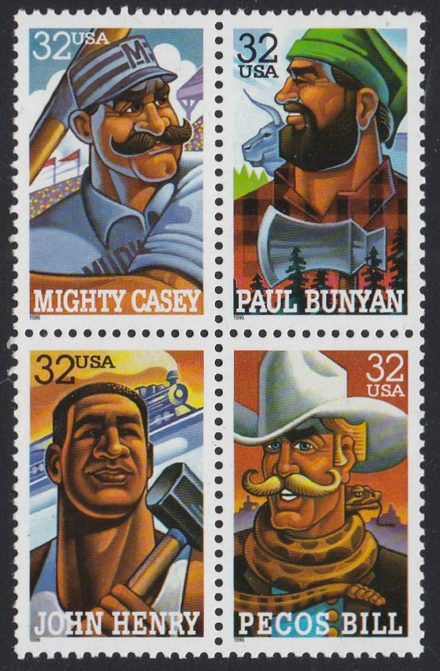 # 3083-86 (1996) Folk Heroes - BK/4, MNH